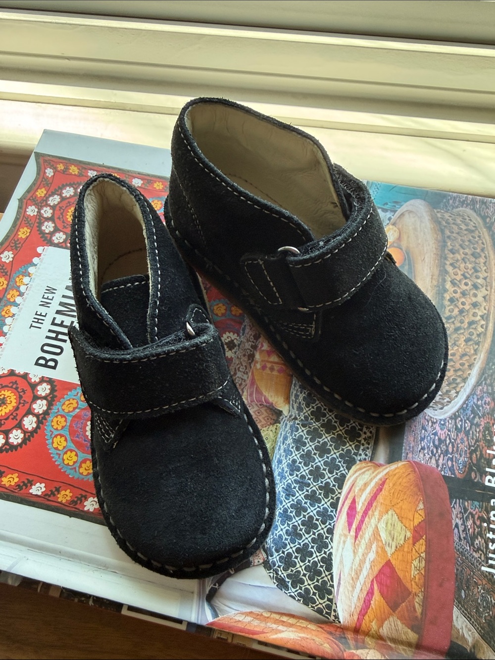 Naturino Black Suede Kids Boots with Hook-and-Loop Strap